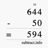 Calculate 644 minus 50 using long subtraction