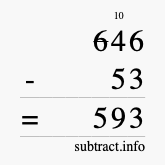 Calculate 646 minus 53 using long subtraction