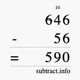 Calculate 646 minus 56 using long subtraction