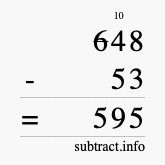 Calculate 648 minus 53 using long subtraction