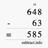 Calculate 648 minus 63 using long subtraction Calculate 648 minus 63 using long subtraction