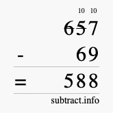 Calculate 657 minus 69 using long subtraction