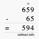 Calculate 659 minus 65 using long subtraction