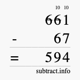 Calculate 661 minus 67 using long subtraction