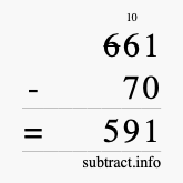 Calculate 661 minus 70 using long subtraction