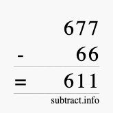 Calculate 677 minus 66 using long subtraction