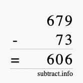 Calculate 679 minus 73 using long subtraction