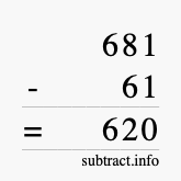 Calculate 681 minus 61 using long subtraction