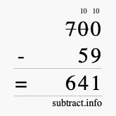 Calculate 700 minus 59 using long subtraction