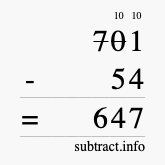 Calculate 701 minus 54 using long subtraction