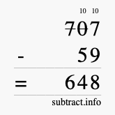 Calculate 707 minus 59 using long subtraction Calculate 707 minus 59 using long subtraction