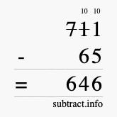 Calculate 711 minus 65 using long subtraction