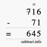 Calculate 716 minus 71 using long subtraction