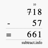 Calculate 718 minus 57 using long subtraction
