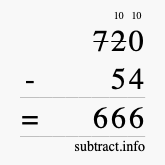 Calculate 720 minus 54 using long subtraction