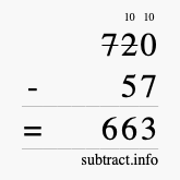 Calculate 720 minus 57 using long subtraction