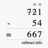 Calculate 721 minus 54 using long subtraction