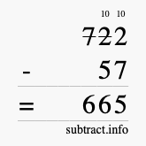 Calculate 722 minus 57 using long subtraction