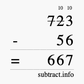 Calculate 723 minus 56 using long subtraction