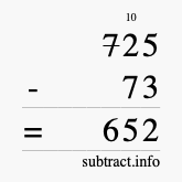Calculate 725 minus 73 using long subtraction