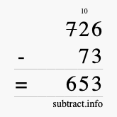 Calculate 726 minus 73 using long subtraction