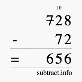 Calculate 728 minus 72 using long subtraction Calculate 728 minus 72 using long subtraction
