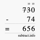 Calculate 730 minus 74 using long subtraction