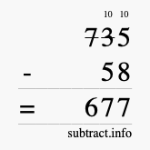 Calculate 735 minus 58 using long subtraction