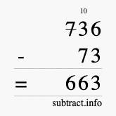 Calculate 736 minus 73 using long subtraction