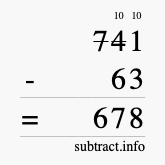 Calculate 741 minus 63 using long subtraction