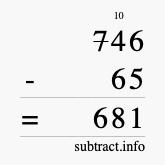 Calculate 746 minus 65 using long subtraction