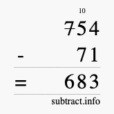 Calculate 754 minus 71 using long subtraction