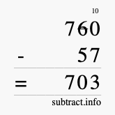 Calculate 760 minus 57 using long subtraction