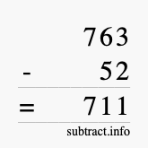 Calculate 763 minus 52 using long subtraction