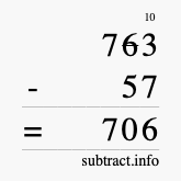 Calculate 763 minus 57 using long subtraction