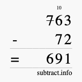Calculate 763 minus 72 using long subtraction