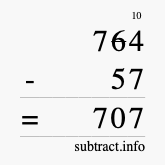 Calculate 764 minus 57 using long subtraction