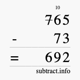 Calculate 765 minus 73 using long subtraction