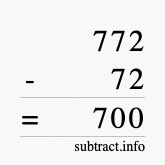 Calculate 772 minus 72 using long subtraction