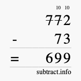 Calculate 772 minus 73 using long subtraction
