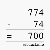 Calculate 774 minus 74 using long subtraction