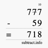 Calculate 777 minus 59 using long subtraction