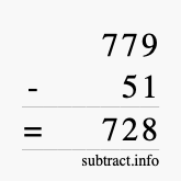 Calculate 779 minus 51 using long subtraction