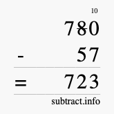 Calculate 780 minus 57 using long subtraction