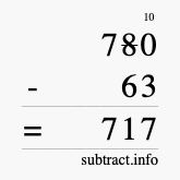 Calculate 780 minus 63 using long subtraction
