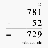 Calculate 781 minus 52 using long subtraction