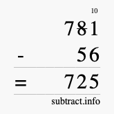 Calculate 781 minus 56 using long subtraction