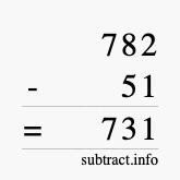 Calculate 782 minus 51 using long subtraction