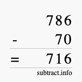 Calculate 786 minus 70 using long subtraction