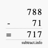 Calculate 788 minus 71 using long subtraction